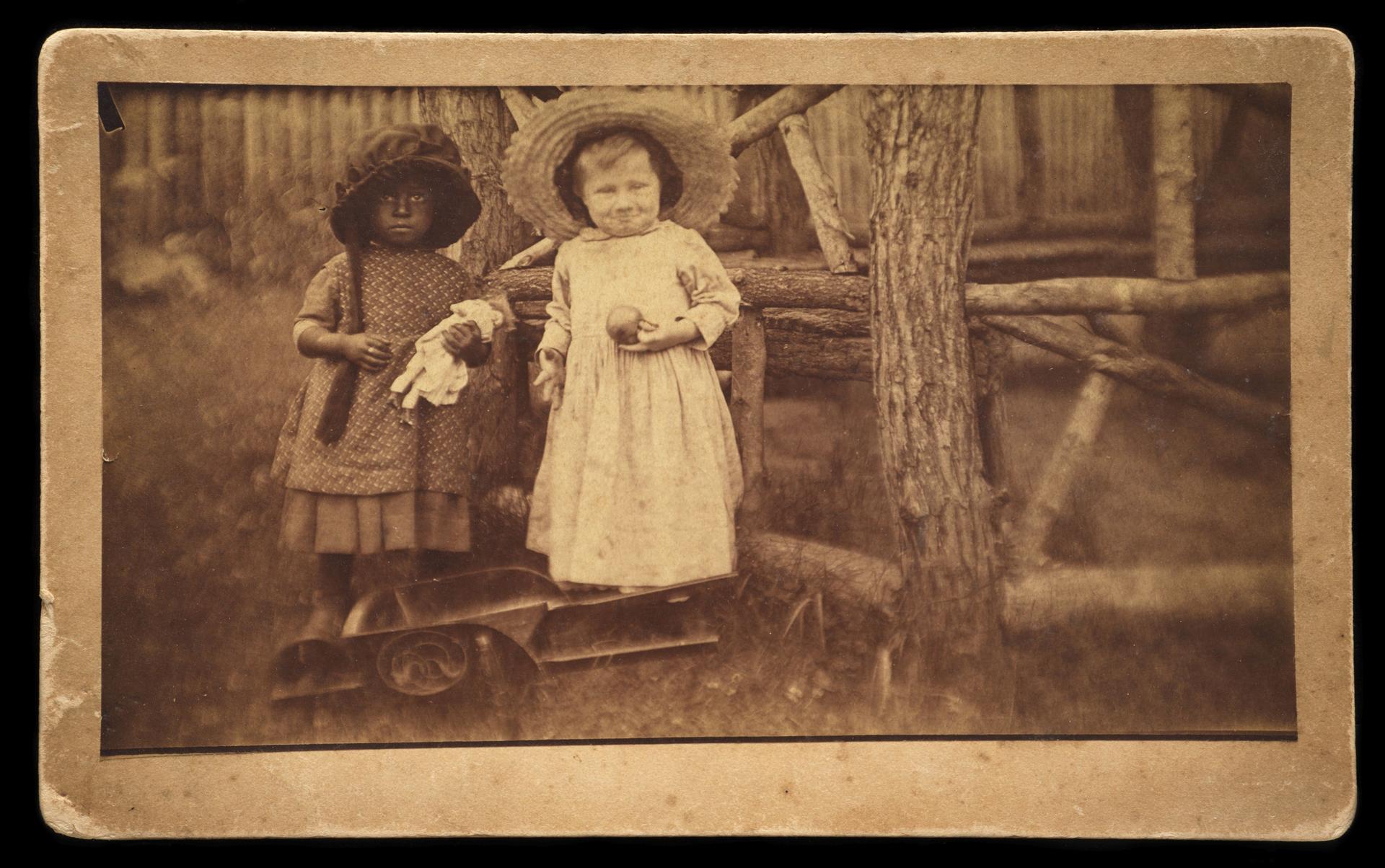 Unidentified photographer, Albumen print, Berlin, OH, 1889  Inscribed on back: “Emmett H. Tuttle &amp; Gertrude Campbell At play July 23rd 1889.”